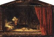 REMBRANDT Harmenszoon van Rijn The Holy Family with a Curtain Spain oil painting reproduction